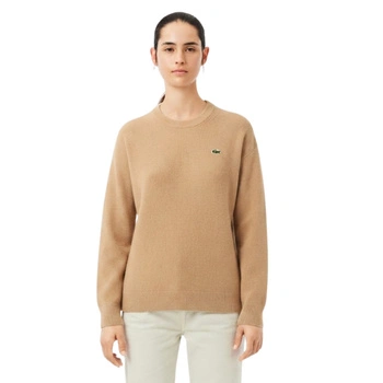 Sweter damski Lacoste AF9551 wełniany beżowy r. XS