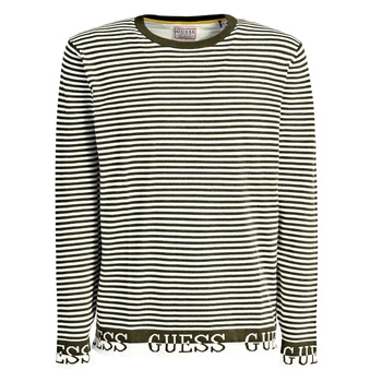 Sweter męski Guess Gestreifter Logo w paski zielony