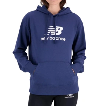 Bluza damska New Balance Essentials Stacked Logo dresowa z kapturem granatowa r. M