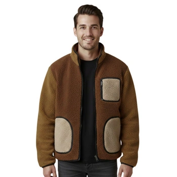 Kurtka męska Zara zasuwana ciepła brązowa retro wełniana