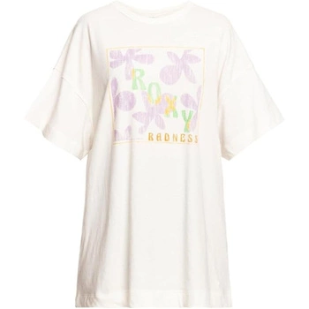 Koszulka damska Roxy Sweet Flower bawełniana oversize ecru r. M
