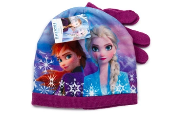 Komplet czapka rękawiczki Sun City Frozen II zimowa dla dziewczynki fioletowa