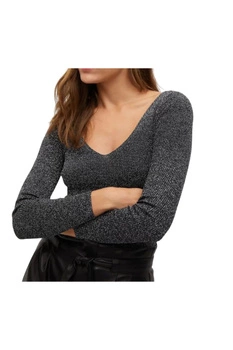 Sweter damski Mango Kling dopasowany elegancki metaliczny