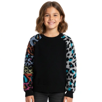 Sweter dziewczęcy Desigual Miniayla czarny panterka r. 110