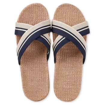 Klapki męskie Funky Steps lniane odychające granatowe