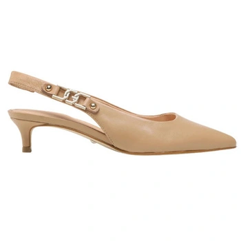 Buty damskie Guess Lea beżowe skórzane czółenka