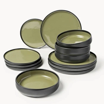 Zastawa stołowa Westwing Ginger talerze zestaw dla czterech osób 12 el.