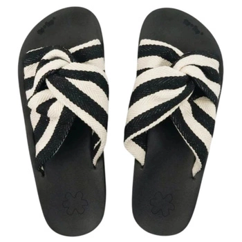 Klapki damskie Flip Flop Wedgy Twist czarne w paski