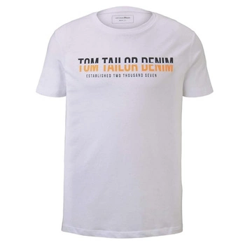 Koszulka męska Tom Tailor Logo Print bawełniana z nadrukiem t-shirt biały