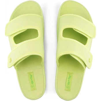 Klapki damskie Flip Flop Velcro Flower lekkie limonkowe