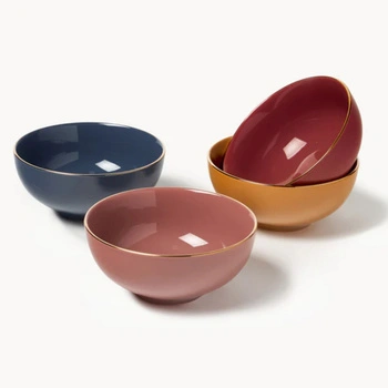 Miska zestaw 4 sztuki Westwing Mystic porcelanowe ręcznie malowane 15 cm