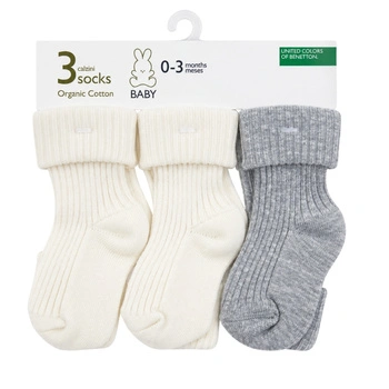 Skarpetki niemowlęce United Colors of Benetton bawełniane 3-pak r. 0-3 msc