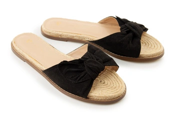 Klapki damskie V by Very czarne z kokardą