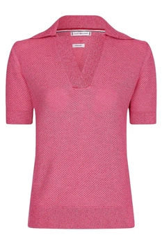 Koszulka damska Tommy Hilfiger Polo dzianinowa z krótkim rękawem