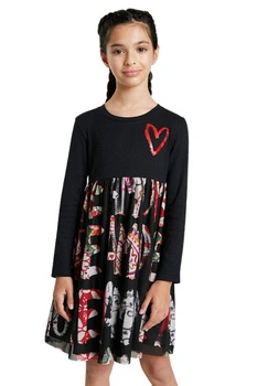 Sukienka dziewczęca Desigual Aina czarna z napisami r. 98