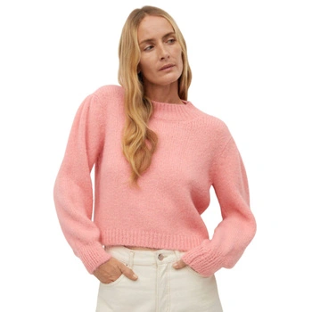Sweter damski Mango Cieli z bufiastymi rękawami różowy