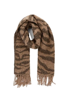 Szalik damski Pieces Pyron Straight zebra frędzle