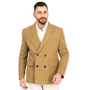 Marynarka męska Lacoste Slim Fit elegancka brązowa z lnem r. M