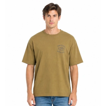 Koszulka męska Brixton Byden T-Shirt z nadrukiem brązowa r. M