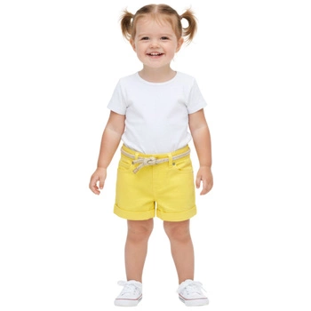 Spodenki dziewczęce Mayoral krótkie bawełniane z paskiem żółte