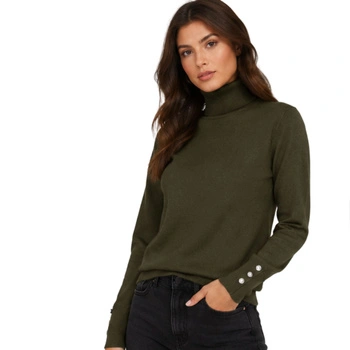 Sweter damski Rodier golf oliwkowy klasyczny r. S