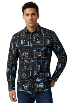Koszula męska Desigual Damian czarnaz z nadrukiem