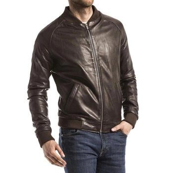 Kurtka męska Blue Wellford Eze skórzana ciemno brązowa
