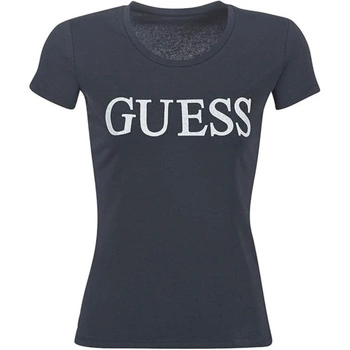 Koszulka damska Guess Crystal granatowa z logo