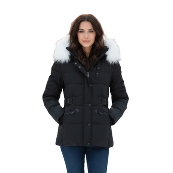 Kurtka damska GeoNorway Expedition Chester zimowa długa czarna z kapturem