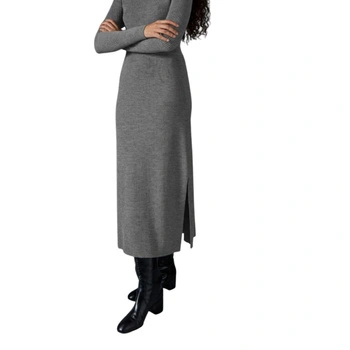 Spódnica damska Rodier Juoe Droit midi szara z wełną i kaszmirem