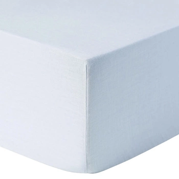 Prześcieradło Westwing Airy lniane niebieskie180x200x15 cm