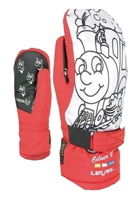 Rękawice narciarskie Level Pop-Art zimowe dziecięce do kolorowania czerwone