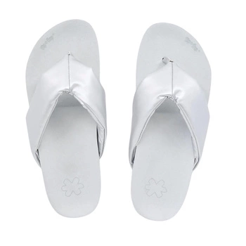 Klapki damskie Flip Flop Toe Fine japonki metaliczne srebrne