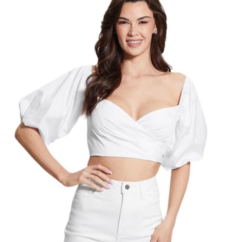 Bluzka damska Guess Puff biała z bufiastymi rękawami