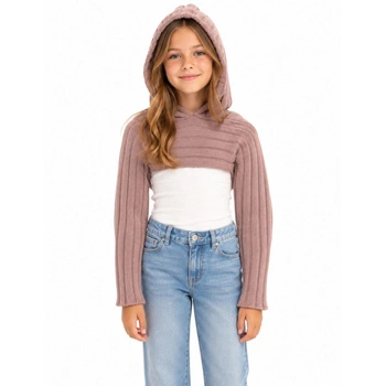 Sweter dziecięcy Zara bolerko dziewczęce brązowe r. 120