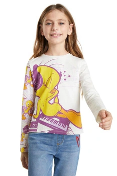 Bluzka dziewczęca Desigual Tweety Looney Tunes z długim rękawem r. 110