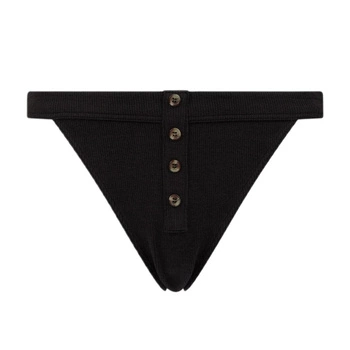Majtki damskie Guess Addy Ribbed Thong stringi czarne
