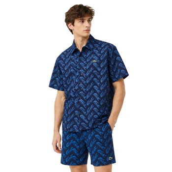 Koszula męska Lacoste z krótkim rękawem wzorzysta granatowa r. XL/XXL