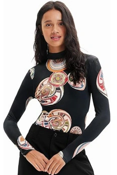 Body damski Desigual Pacs czarne z długim rekawem