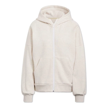 Bluza damska Adidas Sportswear Studio Lounge rozsuwana z kapturem beżowa