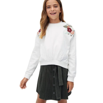 Bluza dziewczęca Mango z haftem kremowa