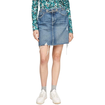 Spódnica damska Q/S by S.Oliver jeansowa mini z łańcuszkiem przetaciami