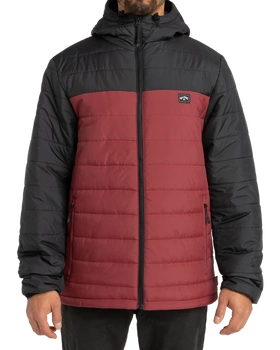 Kurtka męska Billabong Surf Check pikowana z kapturem czarno bordowa