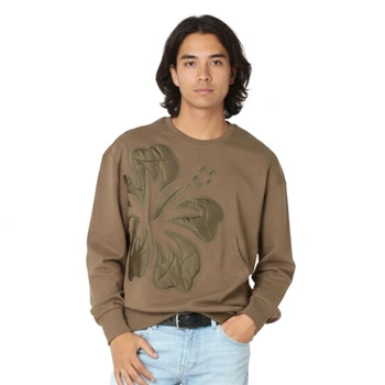 Bluza męska Desigul Junio brązowa z kwiatem r. XL
