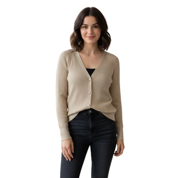 Sweter damski VilaVianta Rev Glitter Knit Cardigan  złoty zapiany