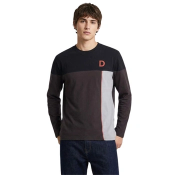 Koszulka męska Desigual Spirit bawełniana z długim rękawem brązowo-czarna