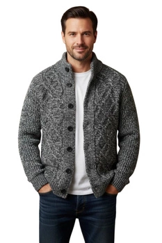 Sweter męski Hopenlife Eustache melanż rozpinany r. S