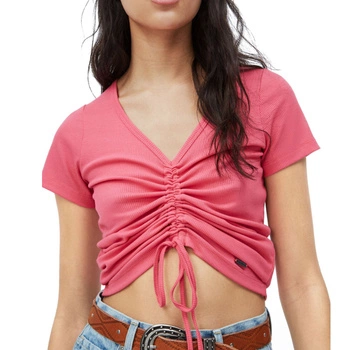 Bluzka damska Pepe Jeans Fresja różowa z marszczeniem