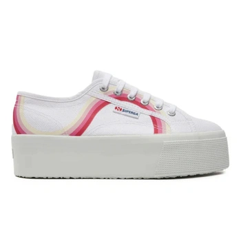 Buty damskie Superga Round Stripes trampki na platformie białe