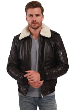 Kurtka męska skórzana Lee Cooper Barnabe czarna ocieplana